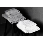 Weißes Baumwollfrottee-Gesichtshandtuch mit geometrischem Dekor – Gimmy Viadurini