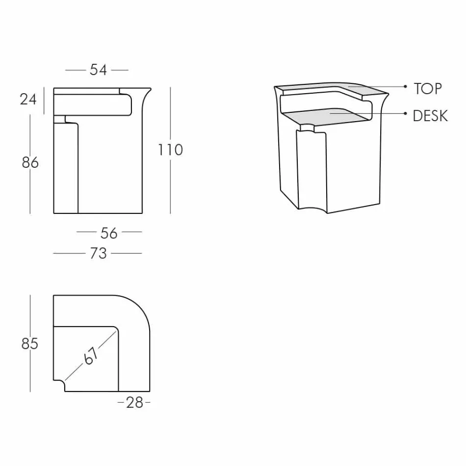Corner Bartheke Slide Break Corner modern hell gemacht in Italien Viadurini