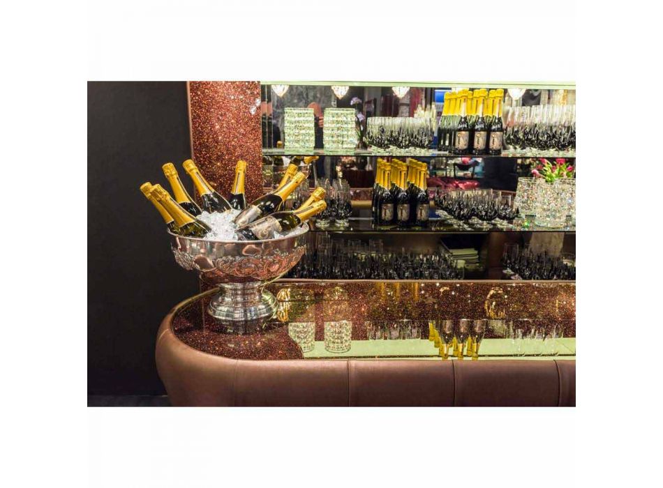 Bartheke mit Glitzerglasplatte Made in Italy, Luxus - Kalkutta Viadurini
