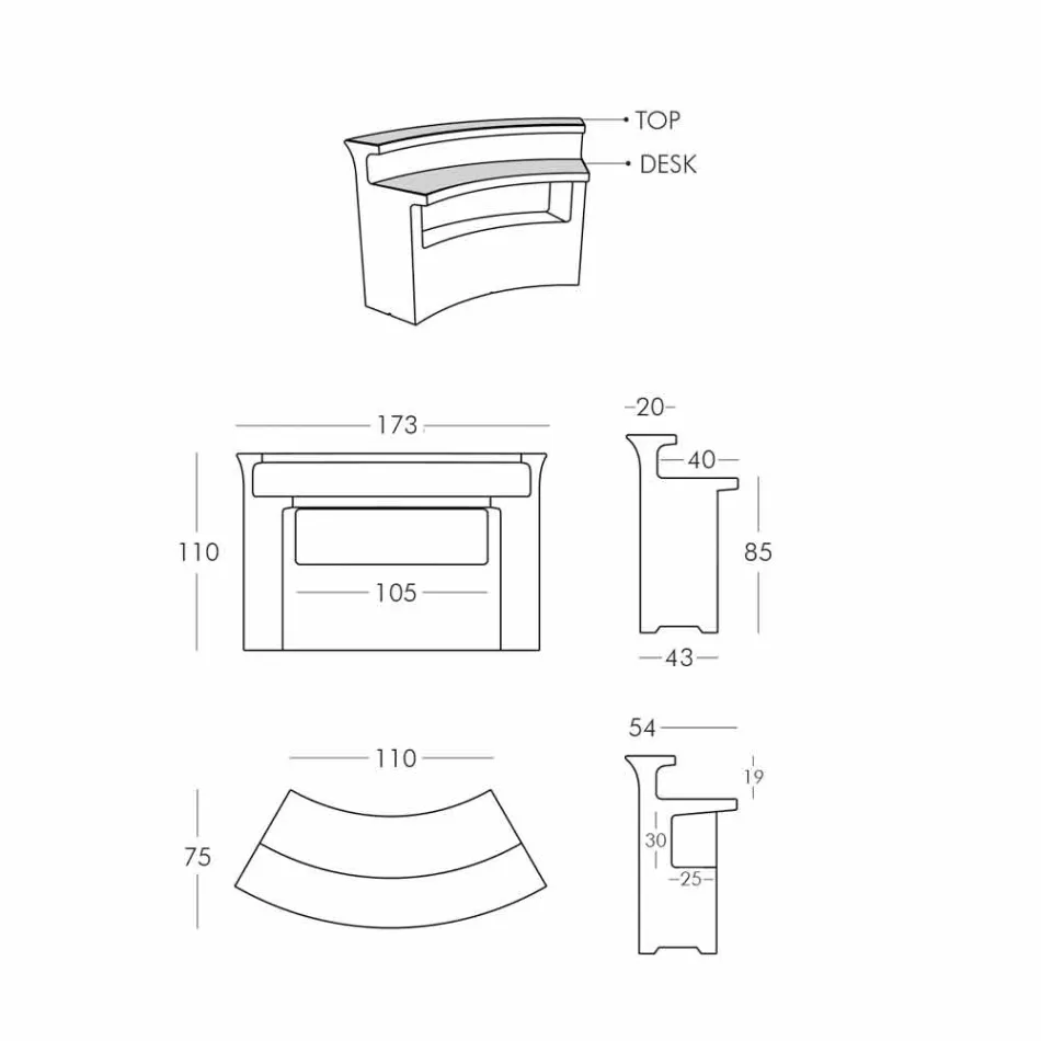 Heller Bartresen Moderne Slide Break Bar in Italien Viadurini