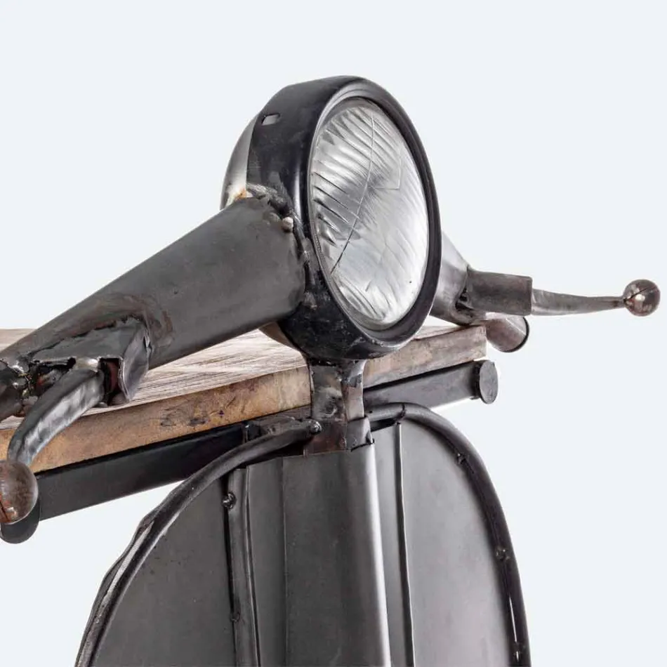 Bar Console aus Mangoholz und Vespa aus Stahl mit modernem Design - Schalotte Viadurini