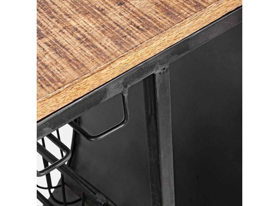 Bar Console aus Mangoholz und Vespa aus Stahl mit modernem Design - Schalotte Viadurini