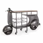 Bar Console aus Mangoholz und Vespa aus Stahl mit modernem Design - Schalotte Viadurini