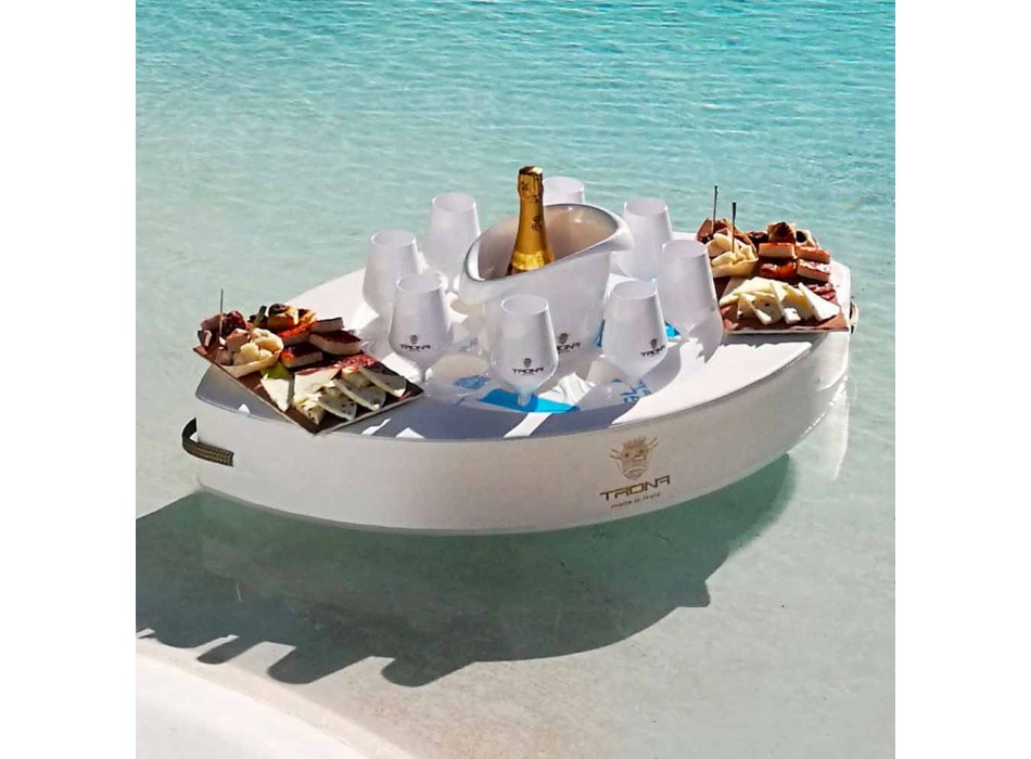 Trona Bootfahrende weiße Kunstlederschwimmbar Made in Italy Viadurini
