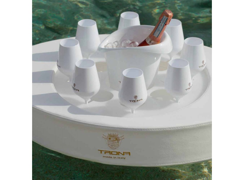 Trona Bootfahrende weiße Kunstlederschwimmbar Made in Italy Viadurini