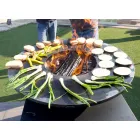 Barbecue mit Feuerbetrieb, Kochplatte und Holzhalterung - Giorgione Viadurini