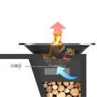 Barbecue mit Feuerbetrieb, Kochplatte und Holzhalterung - Giorgione Viadurini