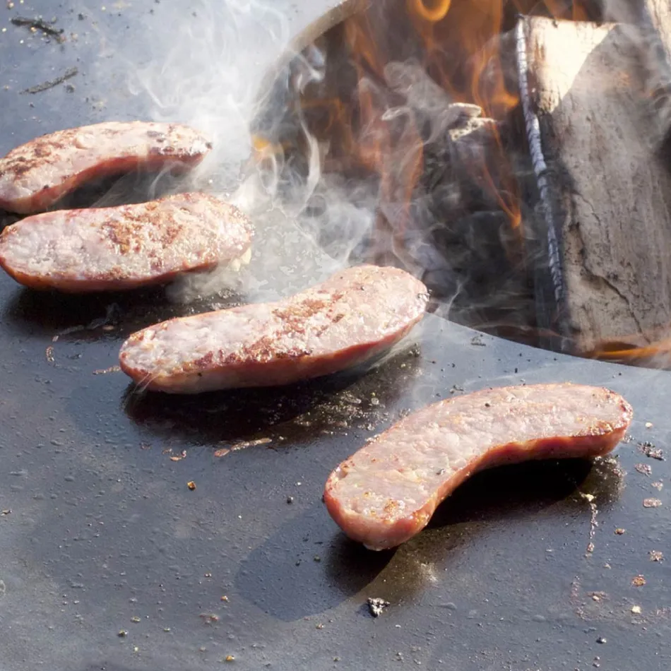 Gartengrill mit Feuerbetrieb, Kochplatte und Holzhalterung - Ferran Viadurini