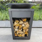 Gartengrill mit Feuerbetrieb, Kochplatte und Holzhalterung - Ferran Viadurini