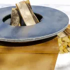 Gartengrill mit Feuerbetrieb, Kochplatte und Holzhalterung - Ferran Viadurini