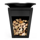 Gartengrill mit Feuerbetrieb, Kochplatte und Holzhalterung - Ferran Viadurini