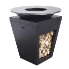 Gartengrill mit Feuerbetrieb, Kochplatte und Holzhalterung - Ferran Viadurini