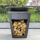 Gartengrill mit Feuerbetrieb, Kochplatte und Holzhalterung - Ferran Viadurini