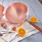 Handverzinnte Kupferbastardella mit Holzgriff 30 cm - Giampiero Viadurini