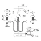Klassischer 3-Loch-Bidetmischer aus Messing und Butterfly-Griffen – Miriano Viadurini