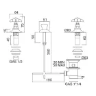 3-Loch-Bidetmischer mit internem Messingzulauf und Butterfly-Griffen – Miriano Viadurini
