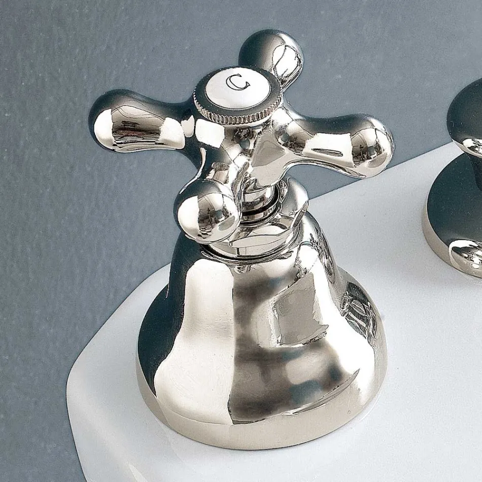 3-Loch-Bidetmischer mit Abfluss, interne Lieferung, handgefertigtes Messing – Ercolina Viadurini