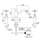 3-Loch-Bidetmischer mit klassischem handgefertigtem Messing-Ablaufgarnitur – Fioretta Viadurini