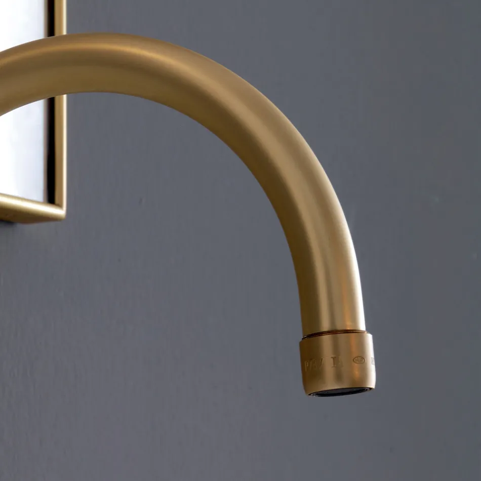 3-Loch-Waschtischmischer mit hohem Auslauf und Ablaufgarnitur aus Messing, hergestellt in Italien – Rot Viadurini