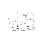 3-Loch-Waschtischmischer mit hohem Auslauf und Ablaufgarnitur aus Messing, hergestellt in Italien – Rot Viadurini