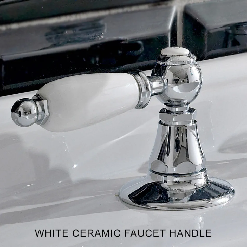 3-Loch-Waschtischarmatur mit Messingablauf im klassischen handgefertigten Stil – Noriana Viadurini