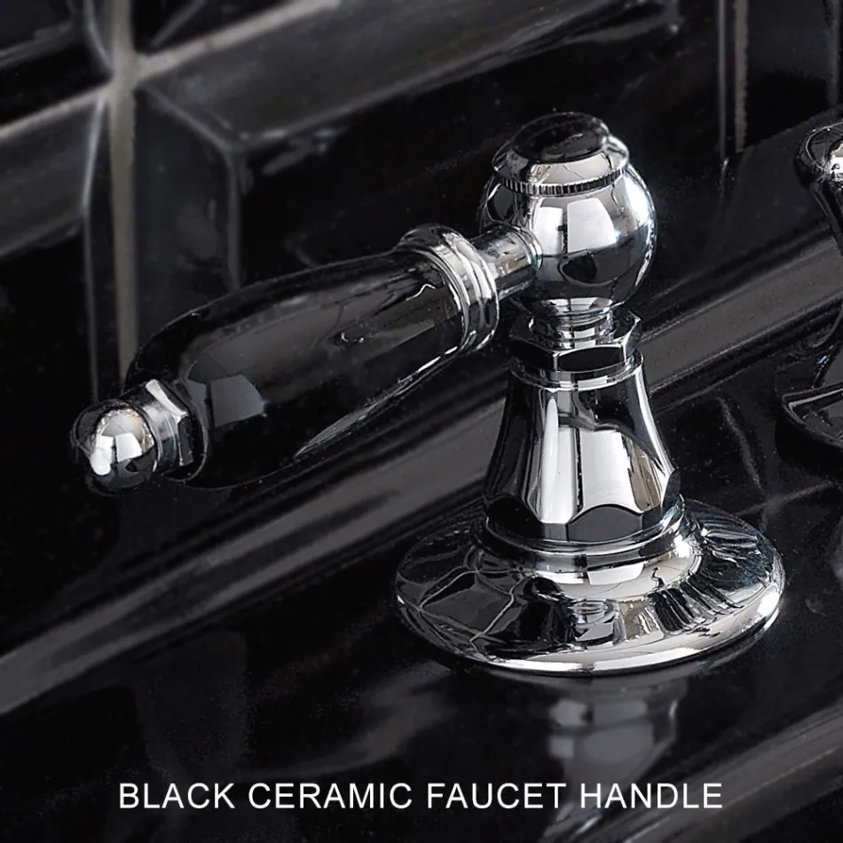 3-Loch-Waschtischarmatur mit Messingablauf im klassischen handgefertigten Stil – Noriana Viadurini