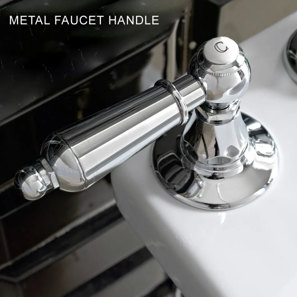 3-Loch-Waschtischarmatur mit Messingablauf im klassischen handgefertigten Stil – Noriana Viadurini