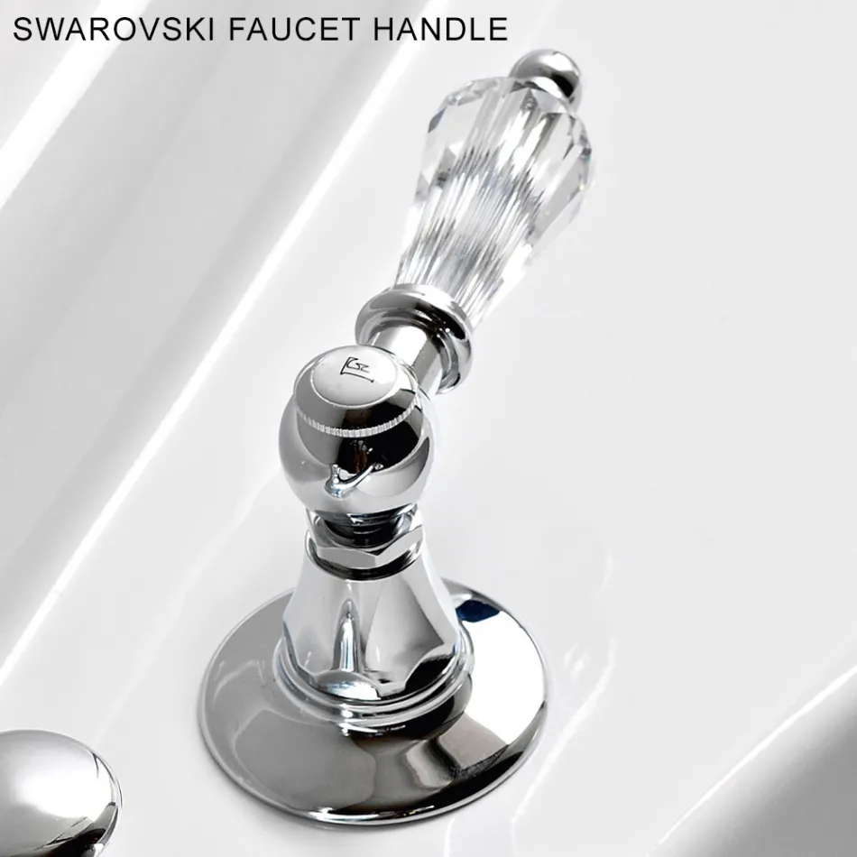 3-Loch-Waschtischarmatur mit Messingablauf im klassischen handgefertigten Stil – Noriana Viadurini