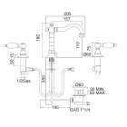 3-Loch-Waschtischarmatur mit Messingablauf im klassischen handgefertigten Stil – Noriana Viadurini