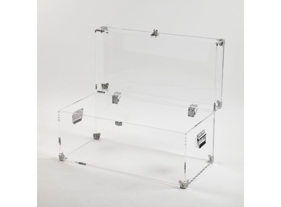 Design-Truhe aus transparentem Acrylglas und modernem Stahl - Dante Viadurini