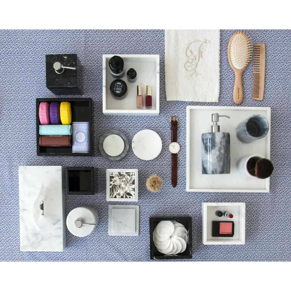 Glaszahnbürstenhalter aus Paonazzo-Marmor Made in Italy - Limba Viadurini