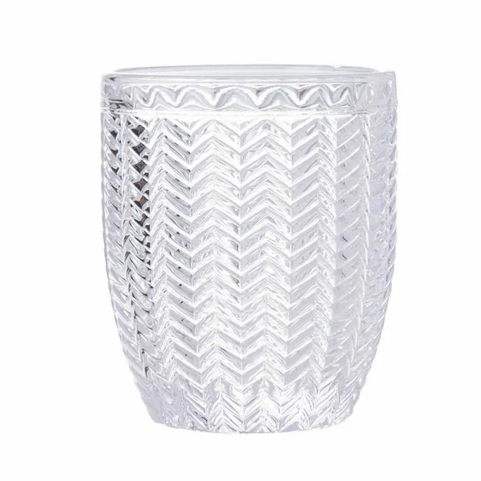 Dekorierte transparente Glaswassergläser, moderner Service 12 Stück - Mix Viadurini