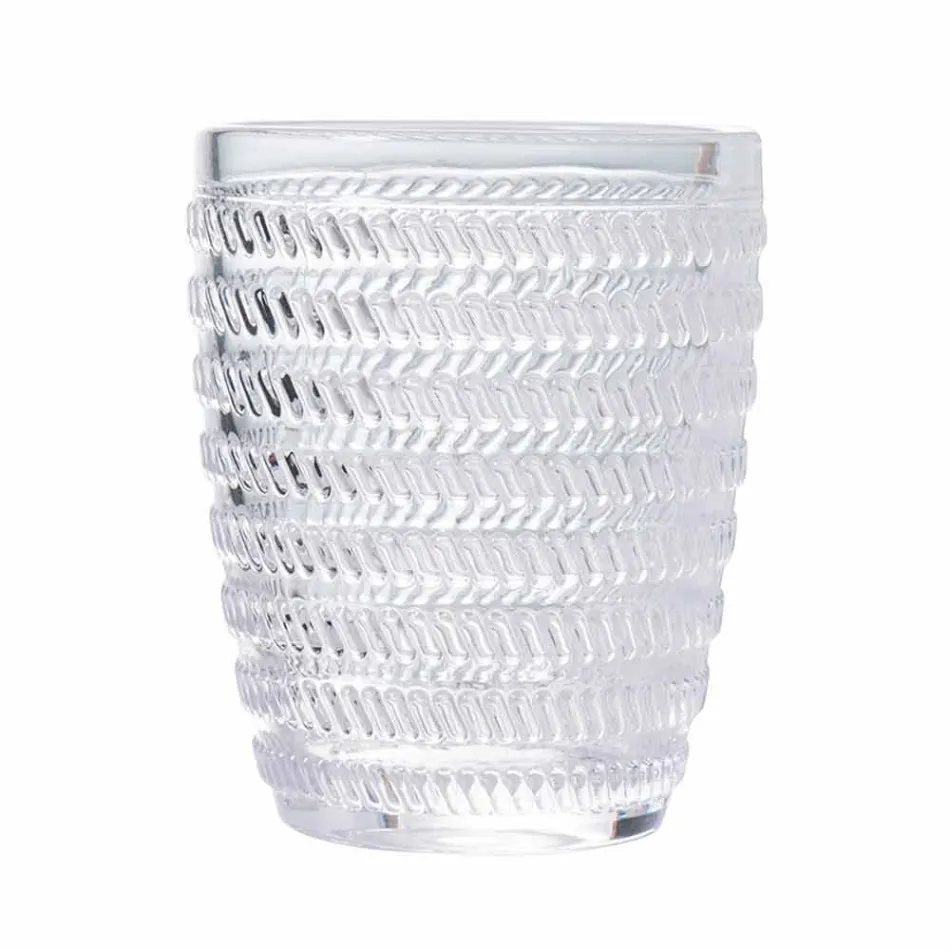 Dekorierte transparente Glaswassergläser, moderner Service 12 Stück - Mix Viadurini