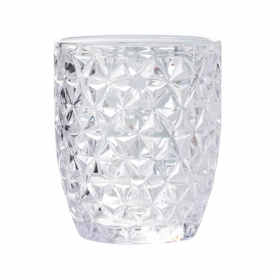 Dekorierte transparente Glaswassergläser, moderner Service 12 Stück - Mix Viadurini