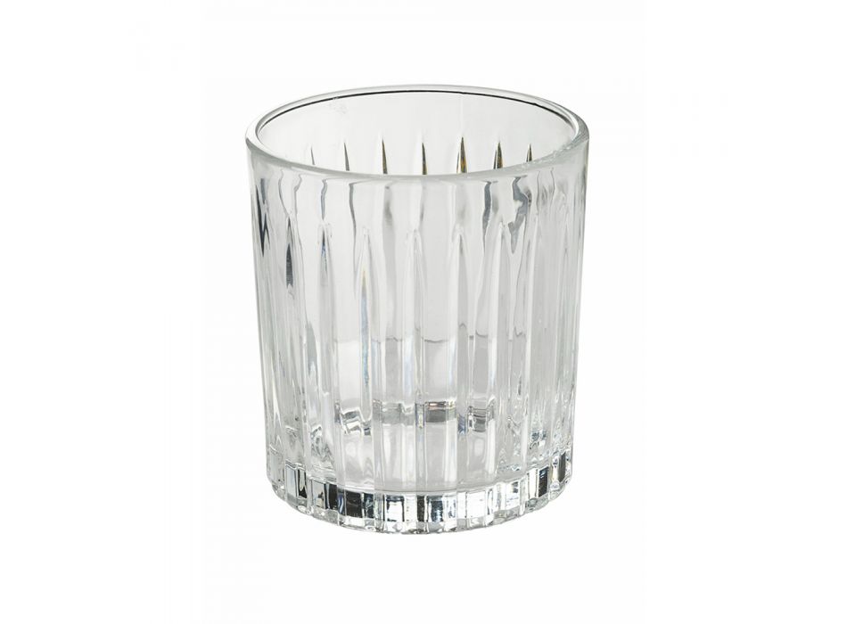 Wassergläser aus transparentem Glas und Vintage Dekoration 12 Stück - Manatta Viadurini