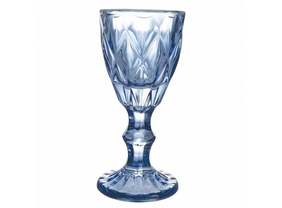 Bechergläser für Likör in Verlaufsblau oder Bernsteinglas, 12 Stück - Polyeder Viadurini