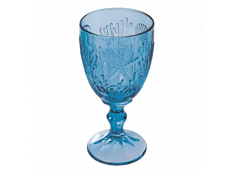 Gläser Wein oder wasserfarbenes Glas Marine Decor 12 Stück - Mazara Viadurini