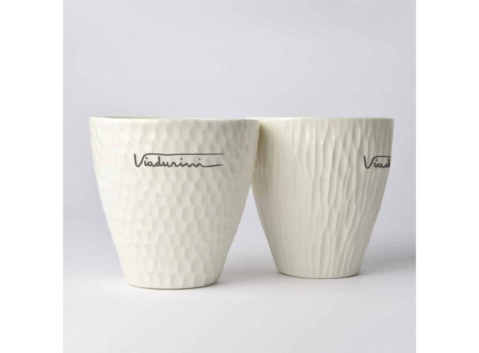 Luxus Design Weiße Porzellangläser 6 Unikate - Arcireale Viadurini