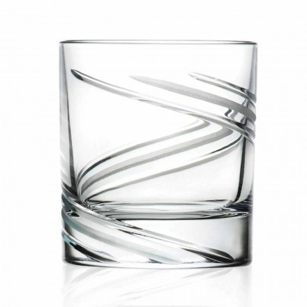 Handdekorierte Eco Crystal Low Tumbler Brille 12 Stück - Zyklon Viadurini