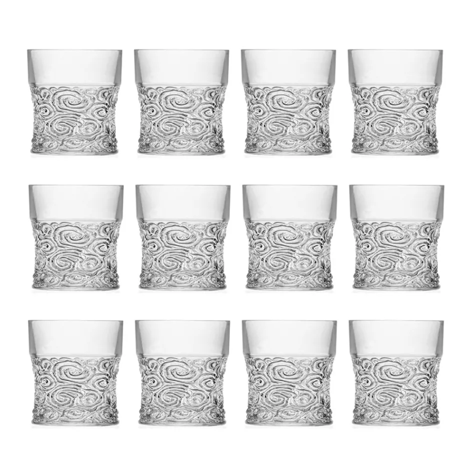 Niedrige Trinkgläser in Eco Crystal Audace Dekoration 12 Stück - Ritmo Viadurini
