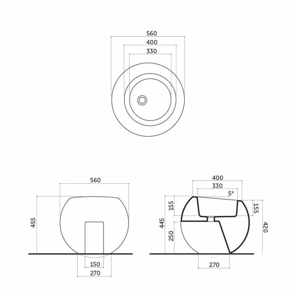 Bidet in Kugelform aus farbiger Keramik von Fanna Viadurini