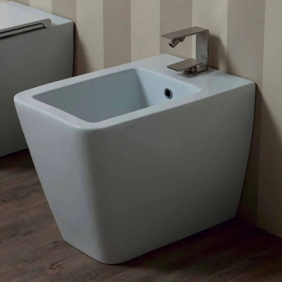 Modernes Design aus weißem Keramik-Bidet Sun 55x35 cm hergestellt in Italien Viadurini