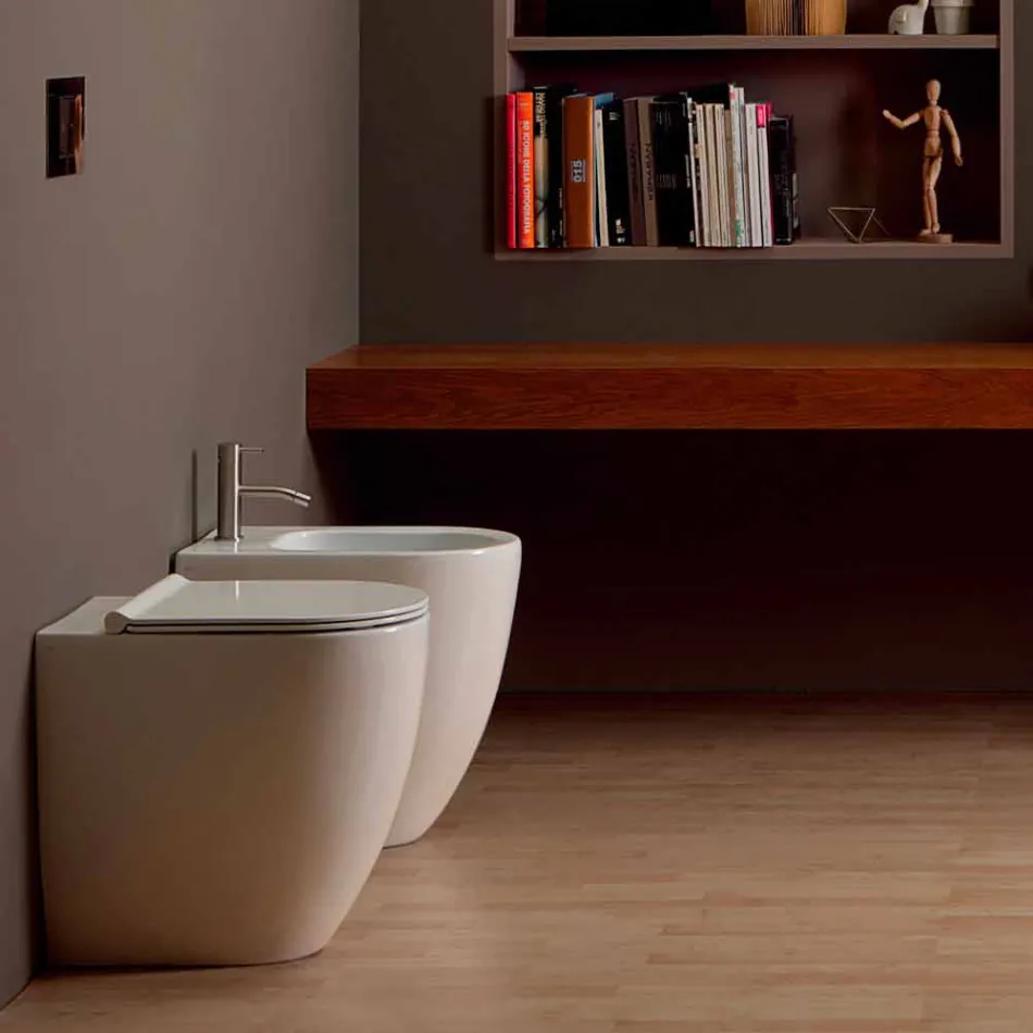 Modernes Design-Keramik-Bidet Shine Square Open Randlos H50 cm Viadurini