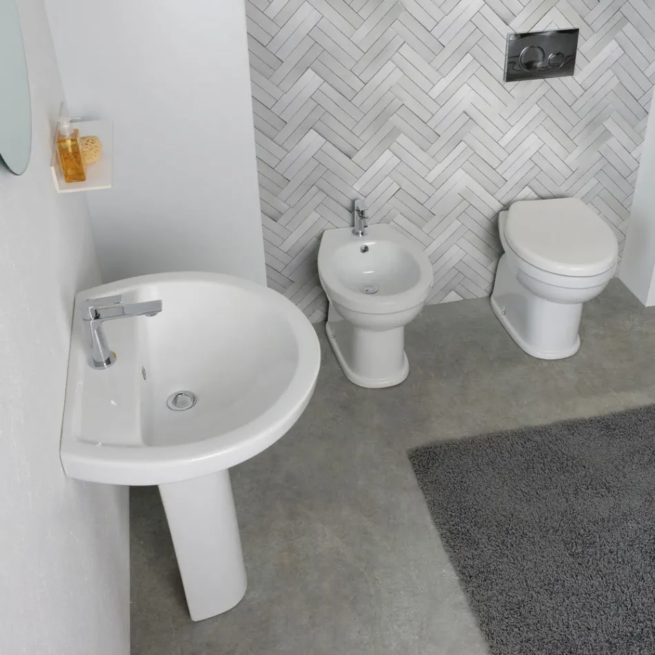 Stand-Bidet mit einem Hahnloch aus weißer Keramik in elegantem, modernem Design – Silica Viadurini