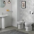 Stand-Bidet mit einem Hahnloch aus weißer Keramik in elegantem, modernem Design – Silica Viadurini