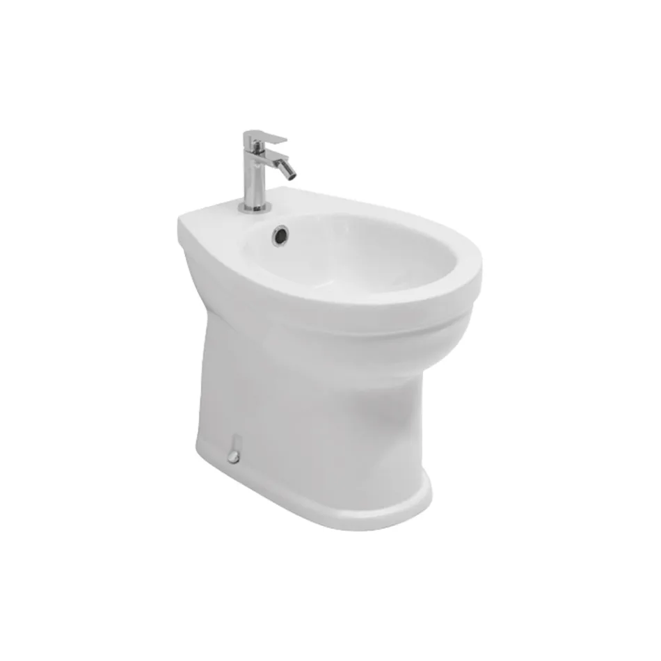 Stand-Bidet mit einem Hahnloch aus weißer Keramik in elegantem, modernem Design – Silica Viadurini