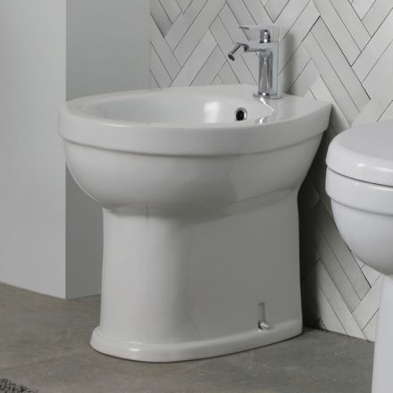 Stand-Bidet mit einem Hahnloch aus weißer Keramik in elegantem, modernem Design – Silica Viadurini