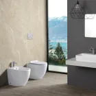 Aster Standbidet mit einem Hahnloch aus strapazierfähiger weißer Keramik in modernem Design Viadurini