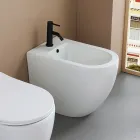 Bodenmontiertes Einloch-Bidet aus strapazierfähiger, weißer Keramik in modernem Design – Olmo Viadurini