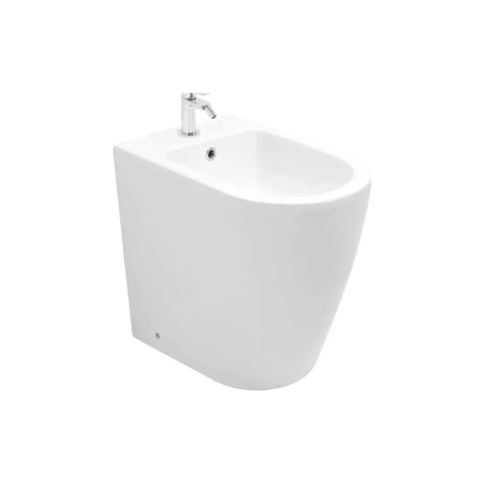 Einloch-Bidet mit versetztem Ablauf aus Keramik in modernem Design - Oleandro  Viadurini